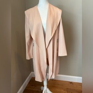 Chicos Women's Pink Blush Drape Front Jacket Open front Pockets Long Petite 0
